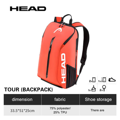 Genuine HEAD Tennis Bag Tour Team Tennis Racket Backpack Male
